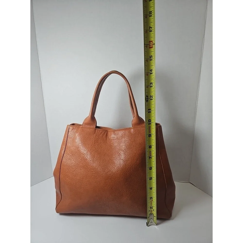 Furla Genuine Leather Medium Tote- Brown/‎ Orange Made In Italy
